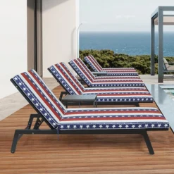 FURNIinspire Outdoor Seat Cushions 2pcs Outdoor Cushion Set Replacement, Red And Blue Stripes Seat Cushion, Multicolored, 74.4"*22.05"*2.76" -Home Haven Furniture Store GUEST 84669684 a0c0 4485 b140 8ae4b7569617
