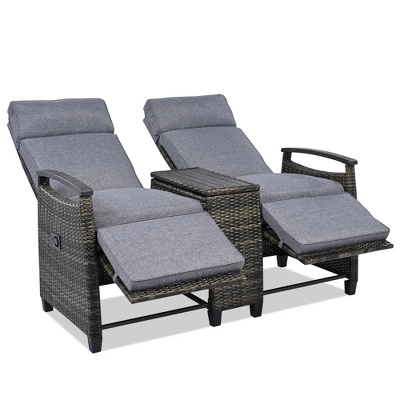 FURNIinspire Patio Accent Chairs, All Weather Outdoor Patio Chairs High Back Couch With Premium Cushions For Garden Backyard, Gray, 47.6"*23.6"*46.1" 4 FURNIinspire Patio Accent Chairs, All Weather Outdoor Patio Chairs High Back Couch With Premium Cushions For Garden Backyard, Gray, 47.6"*23.6"*46.1" - Image 2