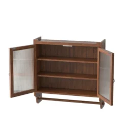 FURNIinspire Kitchen And Dining Cabinets Vintage 2 Door Wood Wall Cabinet, Dining Room Pantry Cabinet With Towel Rack, Dark Brown, 7.08"*24.8"*23.62" -Home Haven Furniture Store GUEST 88a54ca6 df1e 4445 96a0 bd6d549e9870