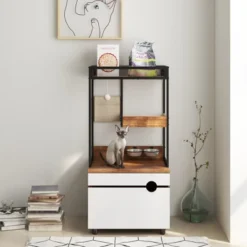 FURNIinspire Pet Tower Cat Tree Cat Tower, Pet Furniture Cat Cabinet, Versatile Cat Litter Box Enclosures, Cat Playhouse, White, 23.62"*18.9"*48.03" -Home Haven Furniture Store GUEST 8a6e84e0 0060 4a43 b0ed b1063c25793a