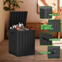 FURNIinspire Deck Boxes 28 Gallon Resin Deck Box, Waterproof Patio Outdoor Storage Bin Storage Box, All Weather Use, Ideal For Storage, Black -Home Haven Furniture Store GUEST 8b93ed05 a897 41f8 a22a 179fb77e4ff9