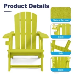 FURNIinspire Patio Accent Chairs Outdoor Folding Chairs Adirondack Chair, Portable Chair With Handles For Beach, Backyard, Yellow, 31.4"*29.6"*36.4" -Home Haven Furniture Store GUEST 8bb94082 8d36 43ab 9f8d c6ee7e067871