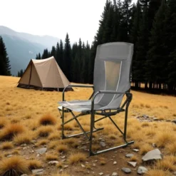 FURNIinspire Outdoor Portable Chairs Camping Chair Directors Chair, Oversized Portable Folding Chair With Side Table, Gray, 27.56"*24.41"*43.31" -Home Haven Furniture Store GUEST 8bf7e939 0ee5 479b a149 a4bde6e964cf