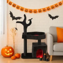 FURNIinspire Pet Tower 44.5 Inch Heavy Duty Gothic Cat Tree Tower Indoor Large Condo, Halloween Pet Activities Platform, Black , 15.8"*27.6"*44.5" -Home Haven Furniture Store GUEST 8c994baf 0f47 491e 84a5 115cf8b034b0