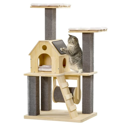FURNIinspire Cozy-House Cat Tree For Indoor Cats With Pillow-Covered Perches, Spinning Toy, Modern Climbing Activity Cat Tower, 27.5"*19.8"*49.3" 7 FURNIinspire Cozy-House Cat Tree For Indoor Cats With Pillow-Covered Perches, Spinning Toy, Modern Climbing Activity Cat Tower, 27.5"*19.8"*49.3" - Image 5
