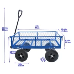 FURNIinspire Wheelbarrows And Lawn Carts Garden Utility Cart Wagon, Foldable Steel Transport Cart For Firewood, Yard Work, Blue, 37“*19"*40" -Home Haven Furniture Store GUEST 8da1c5fb 02c2 4c8e 9f7d 2964f9395c03