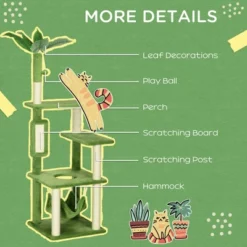 FURNIinspire Pet Tower Cat Tree Cat Tower Cat Playhouse With Scratching Post, Platforms, Play Ball, Cute Pet Furniture, Green, 19.25"*19.25"*56" -Home Haven Furniture Store GUEST 8dc71cf0 04a1 4d8b a40f a81ca375f900