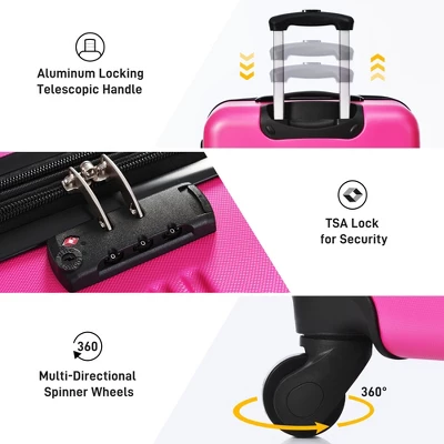 FURNIinspire Bag And Luggage Sets 3 Piece Luggage Set Spinner Suitcase With TSA Lock, Travel Options For Family Travel, Pink, 20" 24' 28" 6 FURNIinspire Bag And Luggage Sets 3 Piece Luggage Set Spinner Suitcase With TSA Lock, Travel Options For Family Travel, Pink, 20" 24' 28" - Image 4