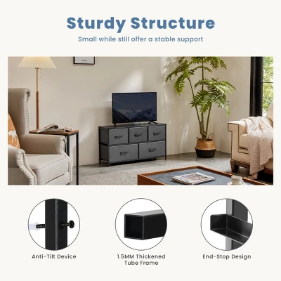 FURNIinspire Dressers 5 Drawer Fabric Tall Dresser Tower Closet Storage Chest Of Drawers For Bedroom Nursery, Grey, 11.8"*39.4"*20.9" 3 FURNIinspire Dressers 5 Drawer Fabric Tall Dresser Tower Closet Storage Chest Of Drawers For Bedroom Nursery, Grey, 11.8"*39.4"*20.9"