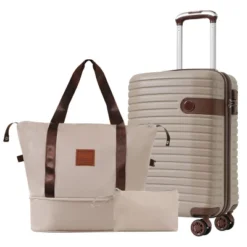FURNIinspire Bag And Luggage Sets 3 Piece Carry On Luggage Sets, Lightweight Hard Shell Suitcase With Wheel, Bag Set, Beige, 8.9"*13.6"*21.3" -Home Haven Furniture Store GUEST 90170ec1 2c6c 4c40 9278 8d79a1f127d7