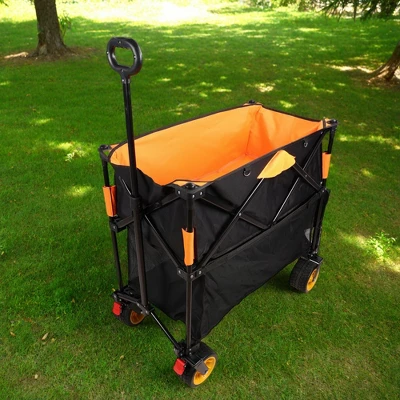 Furniinspire Wheelbarrows And Lawn Carts Big Large Capacity Folding Cart, Extra Long Extender Wagon Cart, Black And Orange, 53“*20"*51" 7 Furniinspire Wheelbarrows And Lawn Carts Big Large Capacity Folding Cart, Extra Long Extender Wagon Cart, Black And Orange, 53“*20"*51" - Image 5