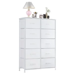 FURNIinspire Dressers 10 Drawer Fabric Tall Dresser Tower Closet Storage Chest Of Drawers For Bedroom Nursery, White, 11.8"*31.4"*45.6" -Home Haven Furniture Store GUEST 90df944c 5d42 4638 9611 098deae7fe8f