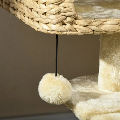 FURNIinspire Cat Tree For Indoor Cats, Cat Tower With Scratching Posts, Ramp, Condo, Toy Balls, Platform, Bed, Ramp, Beige, 23.5"*15.75"*38.5" 5 FURNIinspire Cat Tree For Indoor Cats, Cat Tower With Scratching Posts, Ramp, Condo, Toy Balls, Platform, Bed, Ramp, Beige, 23.5"*15.75"*38.5" - Image 3