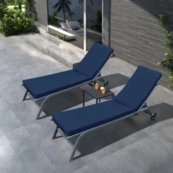 FURNIinspire Outdoor Seat Cushions 2PCS Patio Lounge Chair Cushion Replacement, Outdoor Chair Cushion, Removable Cover, Dark Blue, 74.4"*22.05"*2.76" -Home Haven Furniture Store GUEST 915316eb d29b 470c a1e0 8d7fe7dac86e