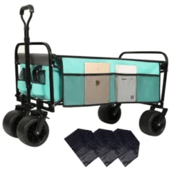FURNIinspire Outdoor Serving Carts 440lbs Collapsible Foldable Wagon Cart With Strapping System For Camping Sports, Blue, 35.04"*22.44"*38.58" -Home Haven Furniture Store GUEST 91616edb b634 4acd 8b58 f1e099b1ca1d