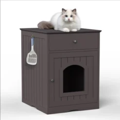 FURNIinspire Wooden Pet House Cat Litter Box Enclosure With Drawer, Side Table, Indoor Pet Crate, Cat Home Nightstand -Home Haven Furniture Store GUEST 91b28231 4583 4878 b0be 36ba6d9ec055
