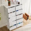 FURNIinspire Dressers 10 Drawer Fabric Tall Dresser Tower Closet Storage Chest Of Drawers For Bedroom Nursery, White, 11.8"*31.4"*45.6"