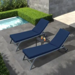 FURNIinspire Outdoor Seat Cushions 2PCS Patio Lounge Chair Cushion Replacement, Outdoor Chair Cushion, Removable Cover, Dark Blue, 74.4"*22.05"*2.76" -Home Haven Furniture Store GUEST 936409ad d1b6 475c bb6f 3817aedc69b4