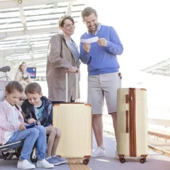 FURNIinspire Luggage 24 Inch Hardshell Suitcase, Checked Luggage, Lightweight Suitcases With Wheels For Travel, Business, White, 10.2"*15.9"*25.8"