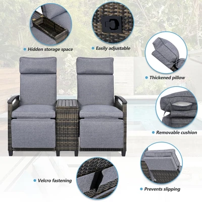 FURNIinspire Patio Accent Chairs, All Weather Outdoor Patio Chairs High Back Couch With Premium Cushions For Garden Backyard, Gray, 47.6"*23.6"*46.1" 6 FURNIinspire Patio Accent Chairs, All Weather Outdoor Patio Chairs High Back Couch With Premium Cushions For Garden Backyard, Gray, 47.6"*23.6"*46.1" - Image 4