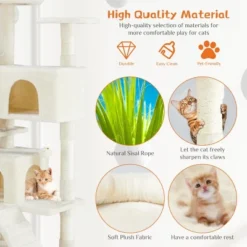 FURNIinspire Pet Tower Multi-Functional Cat Tree House Detachable Cat Climbing Frame, Pet Furniture Cat Accessories, Beige, 19.7"*19.7"*46" -Home Haven Furniture Store GUEST 96e23110 4c61 43ed acf7 5362ae9e7ecc