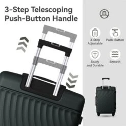 FURNIinspire Bag And Luggage Sets 3 Piece Rolling Luggage Travel Suitcase Set, Lightweight Durable Suitcases With Wheels, Black , 21.06"*11.81"*30.31"