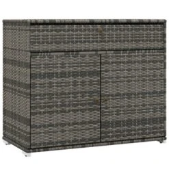 FURNIinspire Utility Storage Cabinet Outdoor Towel Rack Pool Toy Cabinet Freestanding PE Rattan Wicker Cabinet With Drawer, Grey, 40.60"*31.30"*6.90" -Home Haven Furniture Store GUEST 97e2e05d 18e3 4836 838c e103ab2c1ae3