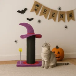 FURNIinspire Pet Tower Halloween Cat Tree Wizard Hat Cat Scratching Post, Cute Cat Toys Kitten Pet Furniture Indoor, Purple, 15.8"*11.8"*23.6" -Home Haven Furniture Store GUEST 982dbeba ffed 4566 9341 a044cd7249c6