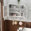 FURNIinspire Kitchen And Dining Cabinets Vintage Glass Door Wood Wall Cabinet, Dining Room Pantry Cabinet With Towel Rack, White, 7.08"*24.8"*23.62" -Home Haven Furniture Store GUEST 9864af3b 07f3 44b3 94c8 f374caf37c8a