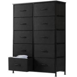 FURNIinspire Dressers 10 Drawer Fabric Tall Dresser Tower Closet Storage Chest Of Drawers For Bedroom Nursery, Black, 11.8"*31"*45.6" -Home Haven Furniture Store GUEST 990c794f 0804 41fa a6b5 a30cef24e522