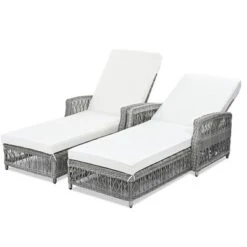 FURNIinspire Patio Accent Chairs, Outdoor Patio Single Sofa With Cushions, All Weather Rattan Chairs For Garden Backyard, White, 61.02"*25.6"*37.4" -Home Haven Furniture Store GUEST 9949e2ae ba80 4103 a29e ee2ce719de9c