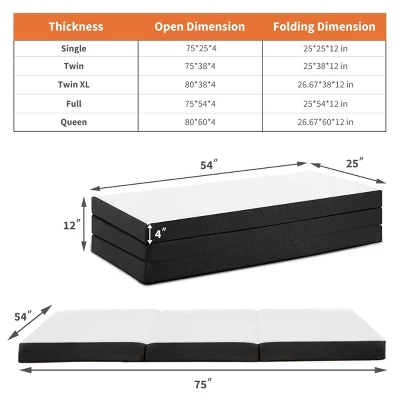 FURNIinspire Mattresses 4 Inch Full Size Foldable Mattress Flush 3-Fold Mattress For Pressure Relief Comfort Sleep, White, 75"*54"*4" 4 FURNIinspire Mattresses 4 Inch Full Size Foldable Mattress Flush 3-Fold Mattress For Pressure Relief Comfort Sleep, White, 75"*54"*4" - Image 2