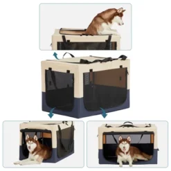 FURNIinspire Pet Crates And Houses Dog Crates Pet Cage, Pet Travel Crate, Adjustable Fabric Cover, 3 Door Design, Multicolored, 35.63"*23.23"*23.23" -Home Haven Furniture Store GUEST 9ae7e7c7 d51a 45c3 a025 3e7aa3745e66