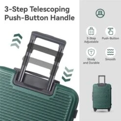 FURNIinspire Bag And Luggage Sets 3 Piece Travel Hard Shell Luggage, Lightweight Rolling Suitcases With Wheels, Green, 20.67"*11.61"*29.92" -Home Haven Furniture Store GUEST 9b5d97f3 329a 49b9 a8ff 9edf18cfdfef
