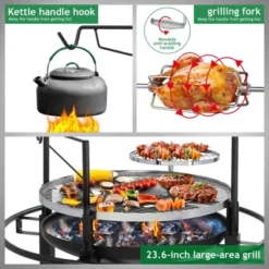FURNIinspire Outdoor Grills, Griddles And Smokers Professional Round Charcoal Grill, Outdoor BBQ System For Patio, Black, 26.78"*24.6"*11.42" -Home Haven Furniture Store GUEST 9bf6b491 ee63 45a4 baac f52b4948d845