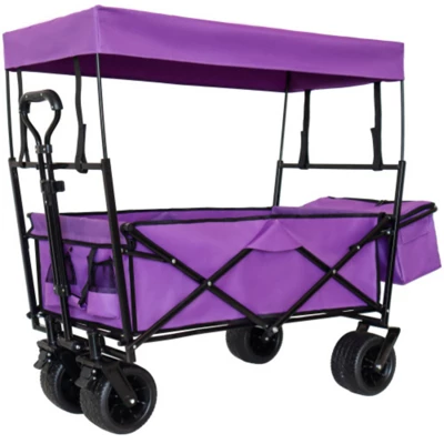 FURNIinspire Outdoor Serving Carts Collapsible Folding Wagon 300L Collapsible Wagon With Tailgate All-Terrain Wheels, Purple, 45.28"*22.83"*38.78" 7 FURNIinspire Outdoor Serving Carts Collapsible Folding Wagon 300L Collapsible Wagon With Tailgate All-Terrain Wheels, Purple, 45.28"*22.83"*38.78" - Image 5