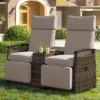 FURNIinspire Patio Accent Chairs, All Weather Outdoor Patio Chairs High Back Couch With Premium Cushions For Garden Backyard, Brown, 47.6"*23.6"*46.1" -Home Haven Furniture Store GUEST 9d7b273b 972f 459c b936 f43797a1ee3d