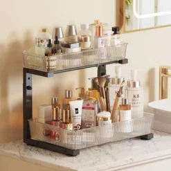 FURNIinspire 2 Pack Under Sink Organizer Pull Out Cabinet Organizer Acrylic Under Sink Storage Shelf For Kitchen Bathroom, Black, 15.6"*10.61"*5.1" -Home Haven Furniture Store GUEST 9d829e79 926e 4f12 9c45 0f50b022e1df