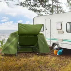 FURNIinspire Camping Tents Heightened Folding Outdoor Camping Tent With Adjustable Leg Claws, Water Proof, UV Protection, Green, 33"*94"*50" -Home Haven Furniture Store GUEST 9e4a00aa 81dd 4970 a81c 1676c5c4c56e