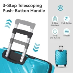 FURNIinspire Bag And Luggage Sets 3 Piece Textured Travel Luggage, Hard Suitcase Set With Wheels, Scratch-Resistant, Peacock Blue, 21.65"*13.19"*31.1" -Home Haven Furniture Store GUEST 9eae377c d121 44ee 85a8 39bc00134a9b