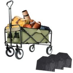 FURNIinspire Outdoor Serving Carts 360lbs Foldable Wagon Cart Beach Wagon Utility Cart Wagon Grocery Cart For Fishing, Green, 35.04"*21.65"*38.98" -Home Haven Furniture Store GUEST 9ec63b90 5594 4d69 93b1 89e662385f74