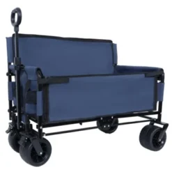 FURNIinspire Outdoor Serving Carts 3-in-1 Convertible Heavy-Duty Folding Wagon Cart With Bench Seat Storage 500lbs, Blue, 37"*24.02"*40.94" -Home Haven Furniture Store GUEST 9effea61 2fd5 450d b26a d64a81ce87fe