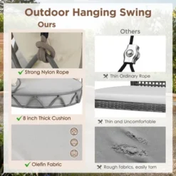 FURNIinspire Patio Swings Outdoor Porch Swing Chair Hanging Basket For Backyard, Garden, Hanging Chair With UV Resistant Cushion, Beige, 34"*32"*77" -Home Haven Furniture Store GUEST a0a8e856 fa5a 4993 9e82 49a1292d56b5