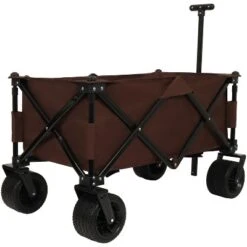 FURNIinspire Wheelbarrows And Lawn Carts Utility Park Garden Cart, Heavy Duty Garden Cart Folding Camping Cart, Brown, 37.8"*21.65"*34.33" -Home Haven Furniture Store GUEST a23a53c6 7161 4ff7 b70a 5ffd3e74bebd