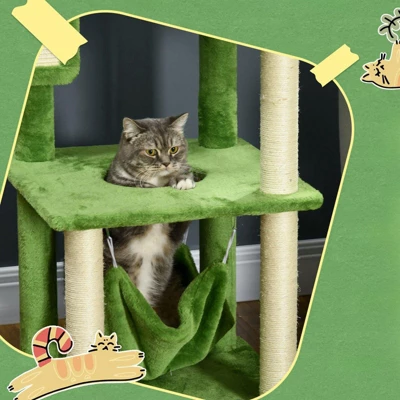 FURNIinspireCat Tree With Hammock, Indoor Cat Tower With Scratching Post, Platforms,Play Ball,19"*19"*56" 5 FURNIinspireCat Tree With Hammock, Indoor Cat Tower With Scratching Post, Platforms,Play Ball,19"*19"*56" - Image 3