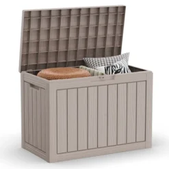 FURNIinspire Deck Boxes 45 Gallon Deck Box, Outdoor Waterproof Storage Bin, Storage Deck Box, All Weather Use, Light Brown, 17“*31”*22“ -Home Haven Furniture Store GUEST a2e49055 ad73 4f30 b7b4 30c77f7c034d