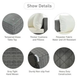 FURNIinspire Patio Seating Sets 8-Pieces Outdoor Wicker Patio Furniture Sets, Conversation Sofa Set, Single Sofa Combinable, Beige, 118“*118”*26“ -Home Haven Furniture Store GUEST a2f004d2 0ee9 4d8d b46c ebd7312e5b67