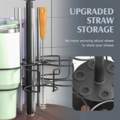 FURNIinspire Cup Organizer With Handle Rotating Tumbler Holder Bottle Storage Rack Kitchen Holder Non-Slip Pad, Black, 12.87"*12.87"*3.51" -Home Haven Furniture Store GUEST a376a56c c1d4 4c45 a1ca 4a5e068aae9f