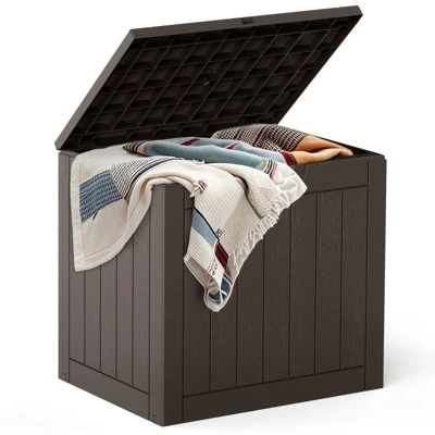 FURNIinspire Deck Boxes, Portable Storage Box With Waterproof Function For Patio Furniture, Garden Tools, All Weather Use, Brown, 22"*17.1"*20.9" 7 FURNIinspire Deck Boxes, Portable Storage Box With Waterproof Function For Patio Furniture, Garden Tools, All Weather Use, Brown, 22"*17.1"*20.9" - Image 5
