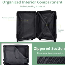 FURNIinspire Bag And Luggage Sets 20 Inch Luggage Set, Lightweight Checked Suitcase With 2 Mesh Bag Travel, Creamy Green, 8.3"*13.6"*21.5" -Home Haven Furniture Store GUEST a56eb3a5 296b 42eb bf34 70f3e5564073